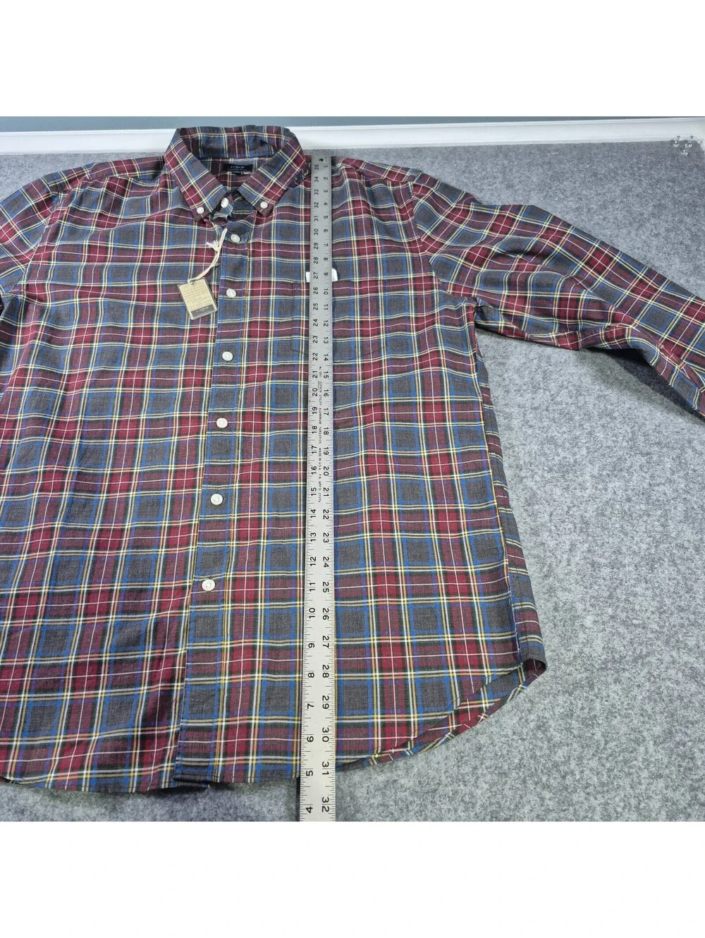 NWT J. Crew Heathered Cotton Long Sleeve Shirt Sz XL Plaid Button Collar